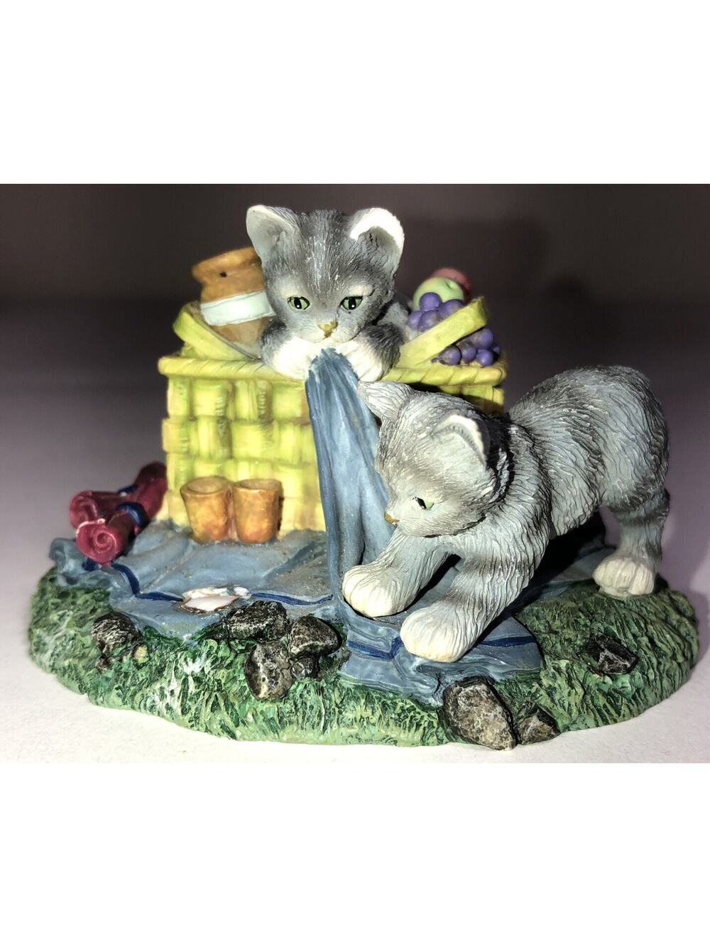 Kitty Cat Figurine Hamilton Collection Picnic Pirates Mischief Kitten Vintage